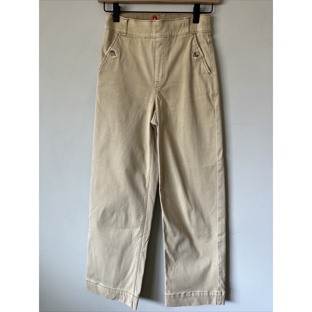 Spanx Stretch Twill Cropped Wide-Leg Pants Size XS Khaki Career Cute Pant